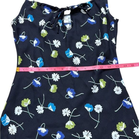 90s Y2K Vintage Black Floral Mini Dress Peek A Boo Scoop Neck M Collection Small - Picture 3 of 6